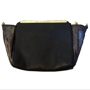 Black leather hand clutch